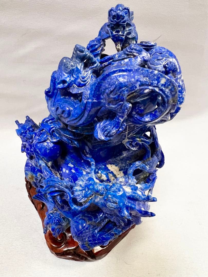 ラピスラズリー 龍 彫刻 香炉