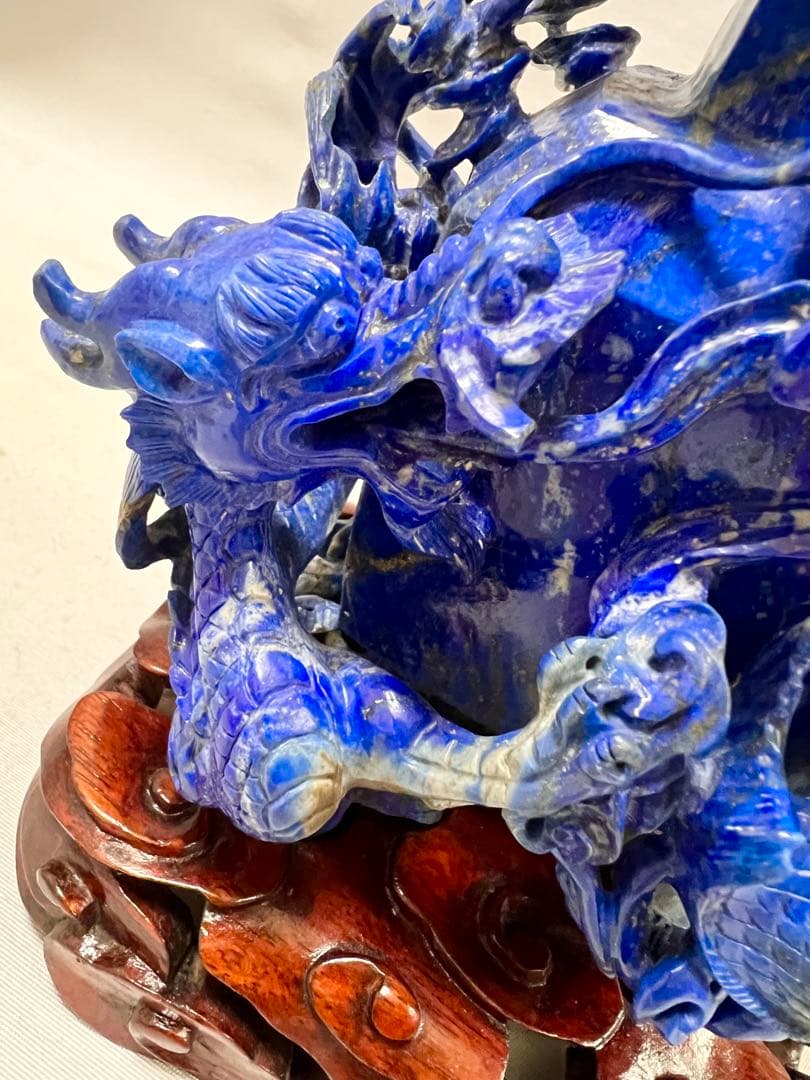 ラピスラズリー 龍 彫刻 香炉