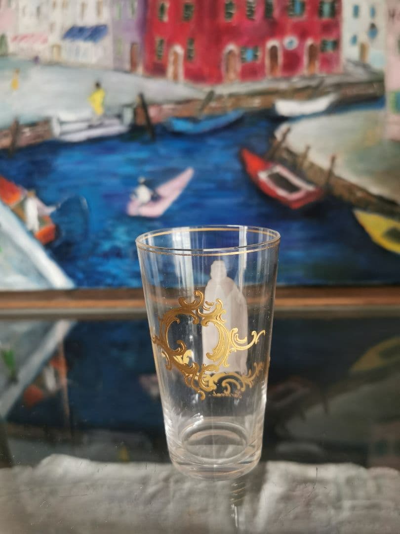 アンティーク ロブマイヤー ウィーン手描エナメル金彩 オペラ歌劇ショットグラス