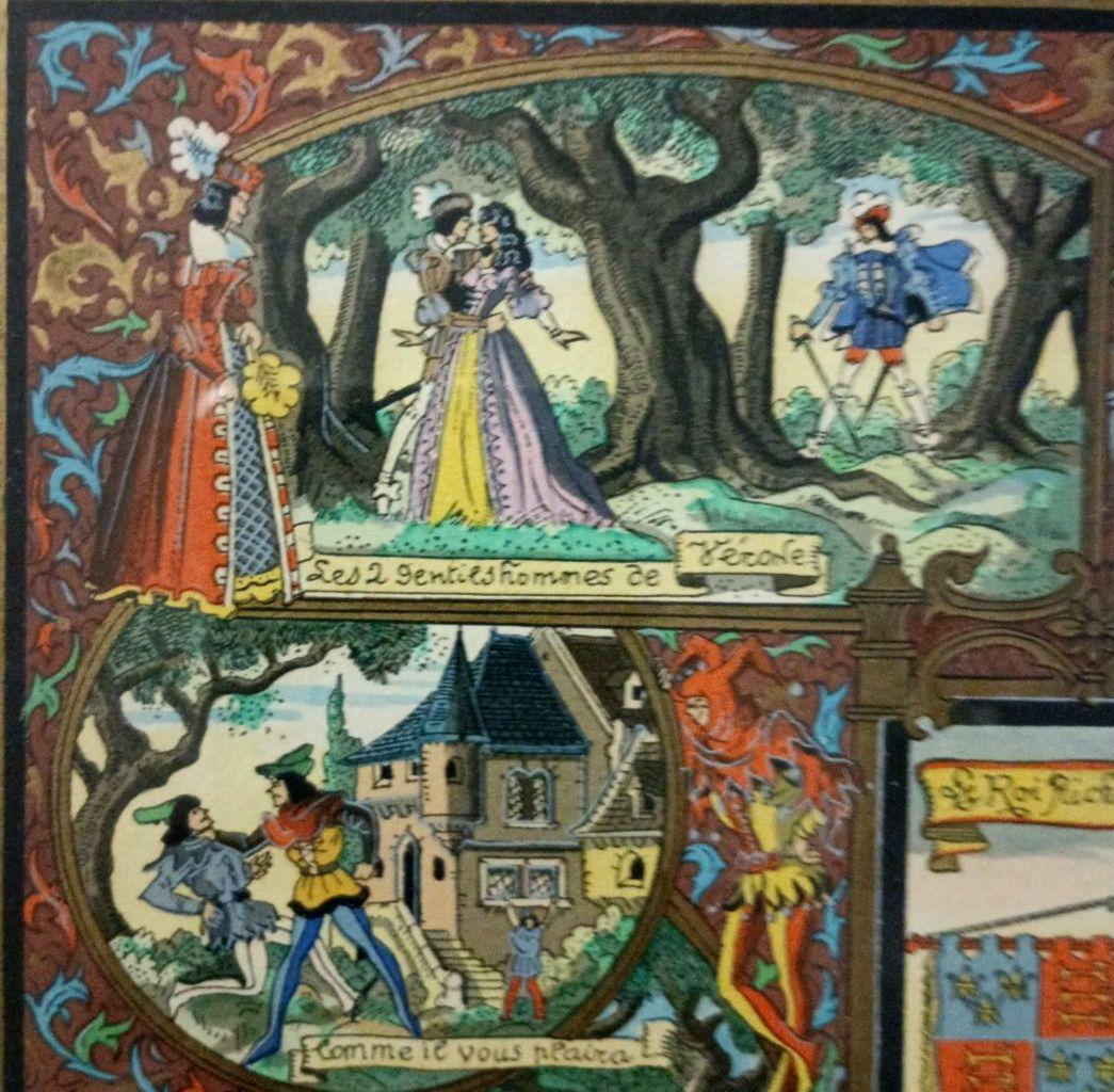 お値下げ　額装　J．Gradassi「シェークスピア劇　トーナメント戦」　細密画