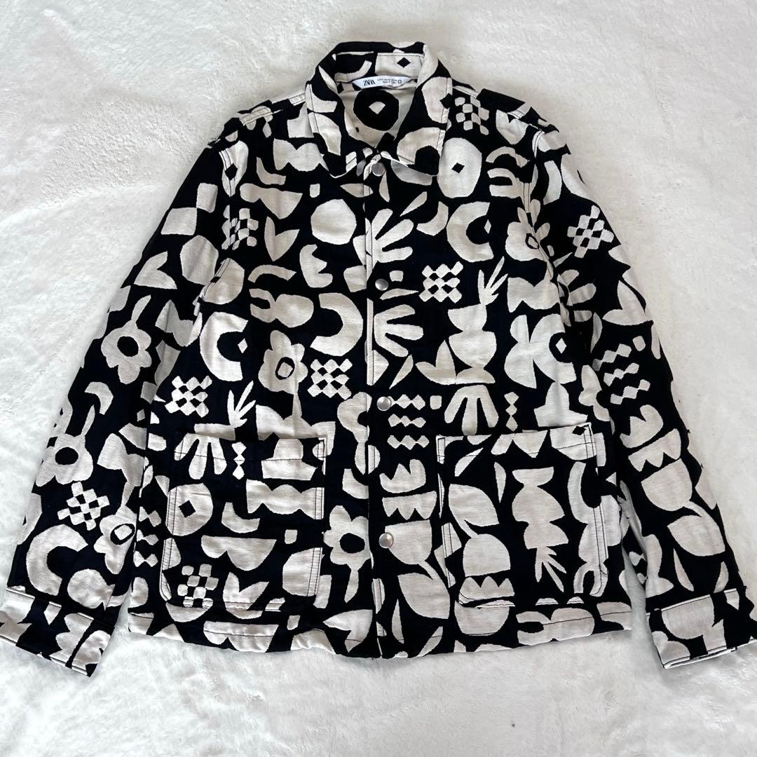 【希少】ZARA 赤西仁着用ジャケット 白黒 総柄 メンズM