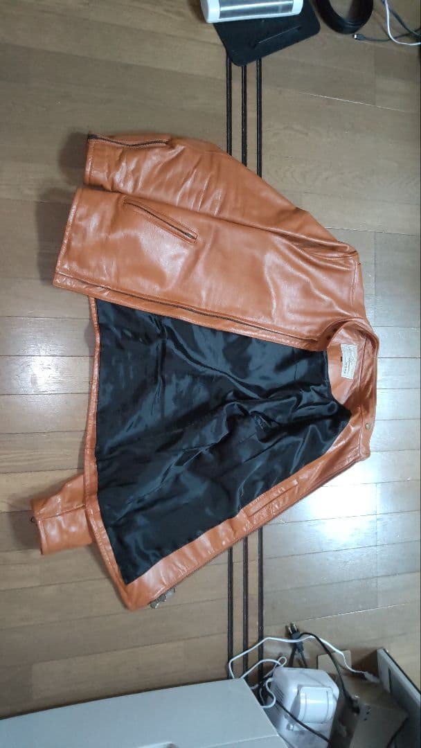 ブラウン レザー シングルライダースジャケット
