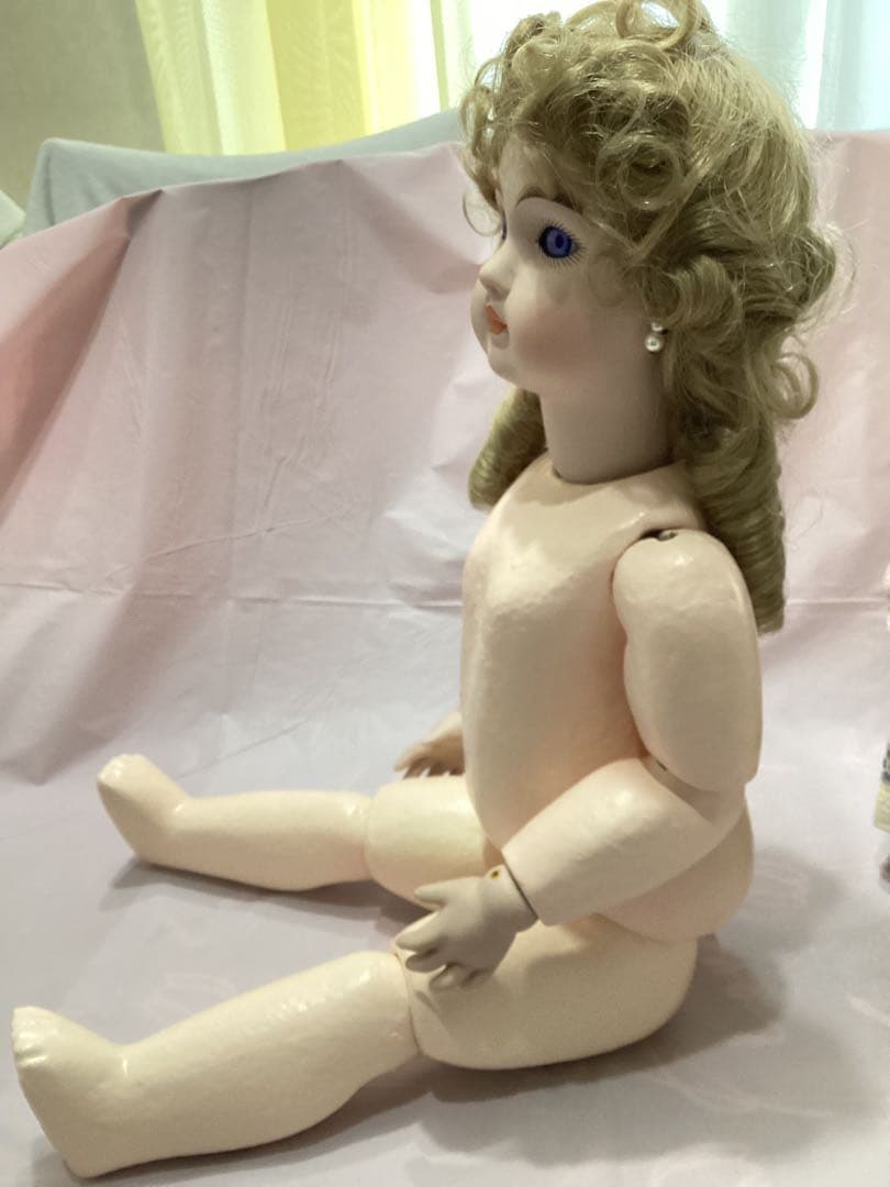 ビスクドール　スタイナー　アンティークドール　ヴァイオレットアイ　 青白ドレス