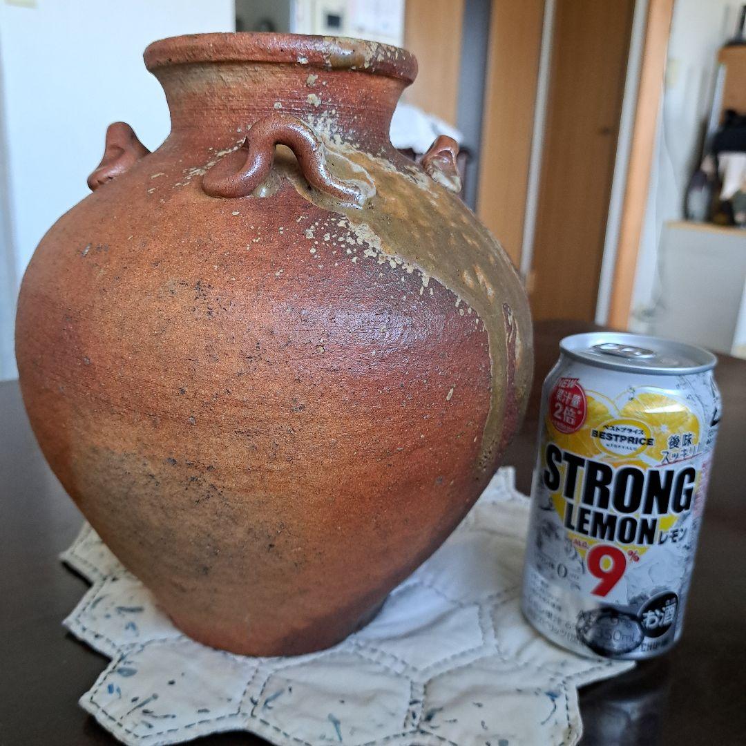 信楽焼 壺　紫泥壷 花瓶 仁斉作
