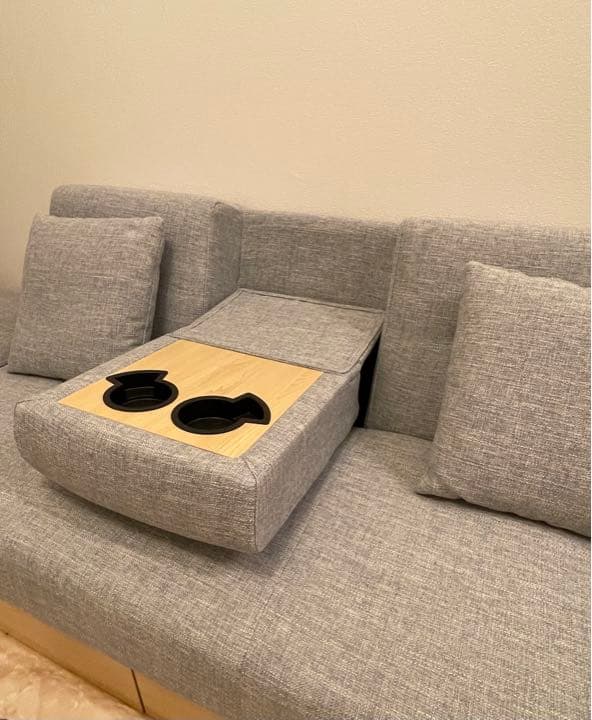 送料込み！美品モダンデコ2人〜3人掛け収納付き多機能ソファベッド　ベージュ