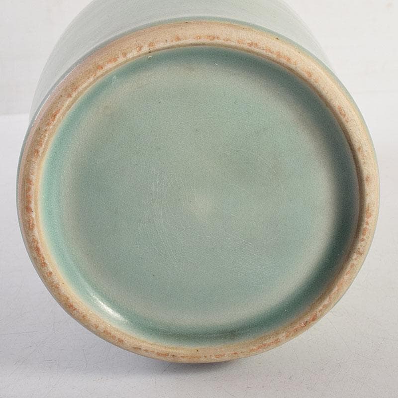 中国　龍泉窯　粉青釉　魚双耳瓶　花生　時代箱付　C　8294