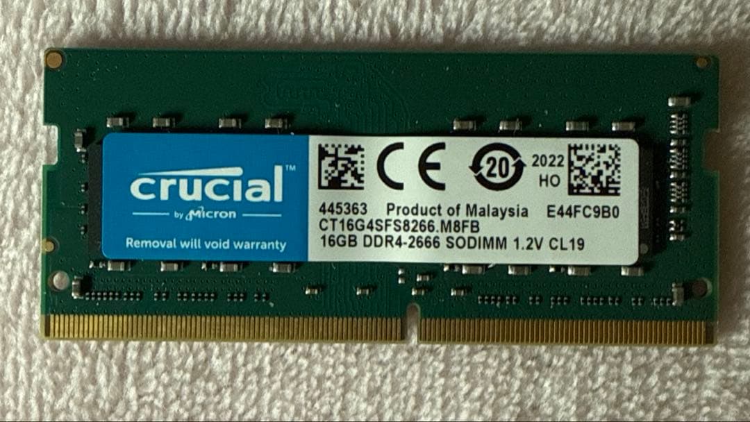 Crucial DDR4 2666 16GB メモリ ノート