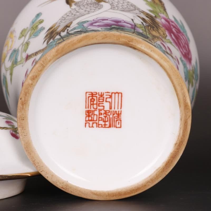 清乾隆粉彩福寿桃紋将軍缶 景徳鎮 陶磁器 装飾品 現代工芸品 美術品 置物