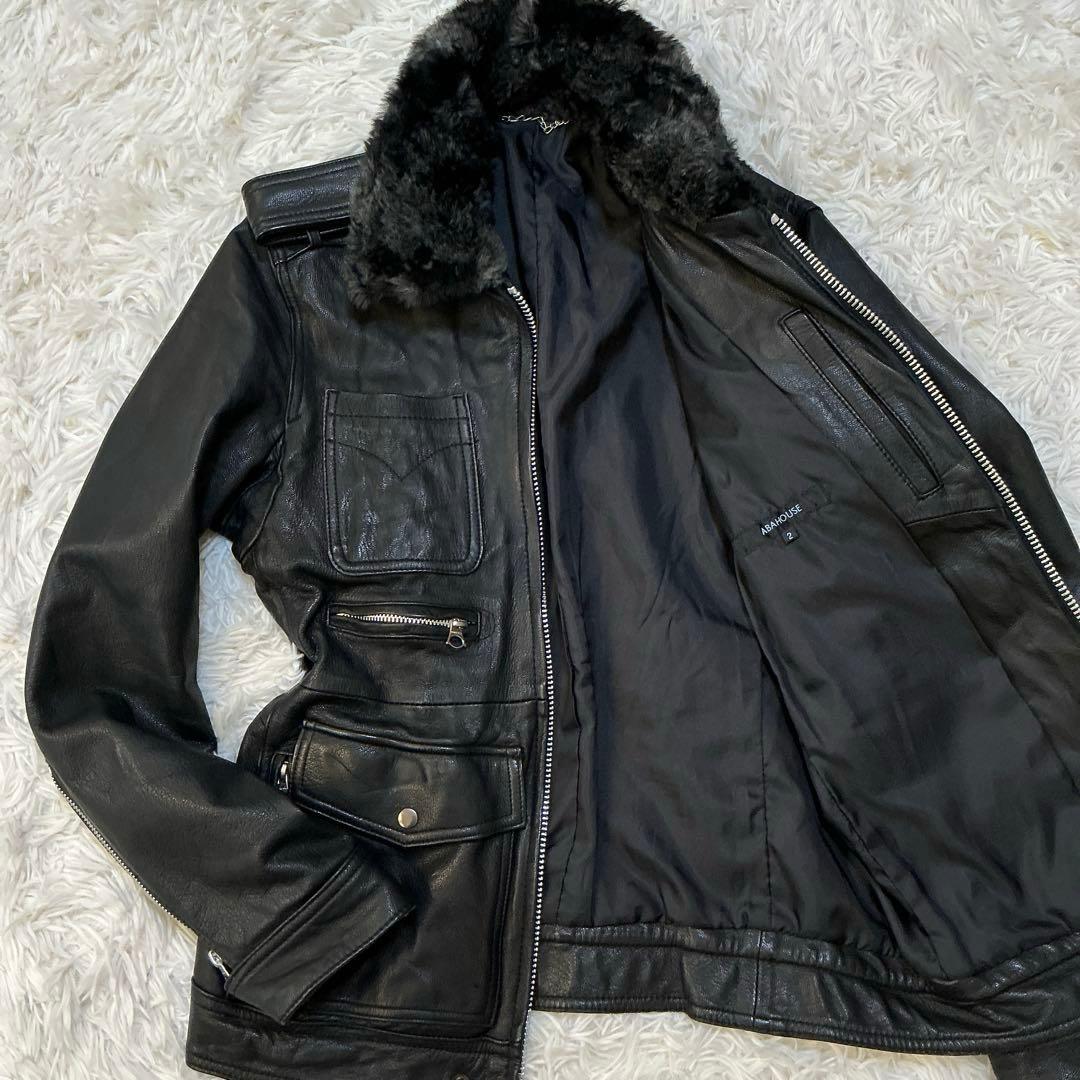 美品⭐︎アバハウス シングルライダース ボアレザージャケット 本革 山羊革 M 黒