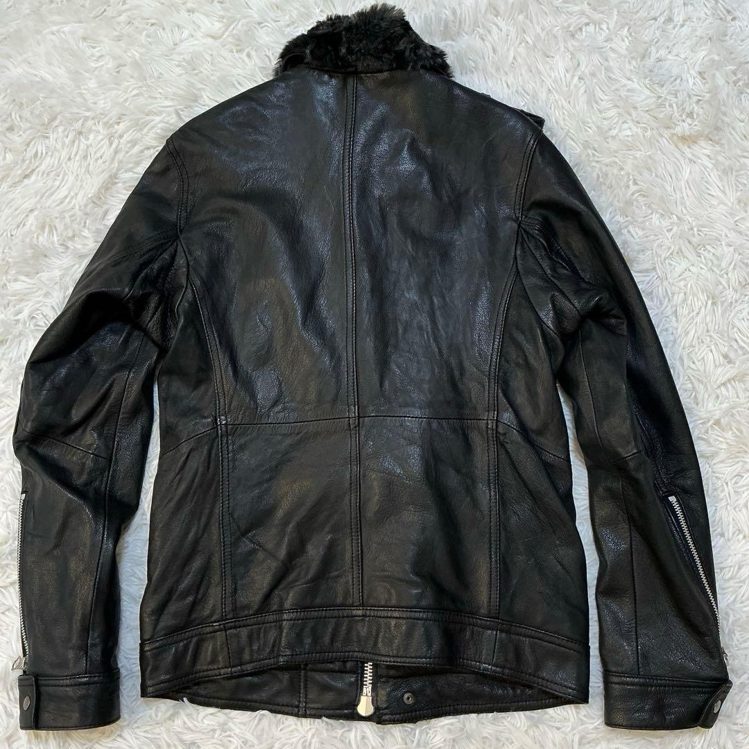 美品⭐︎アバハウス シングルライダース ボアレザージャケット 本革 山羊革 M 黒