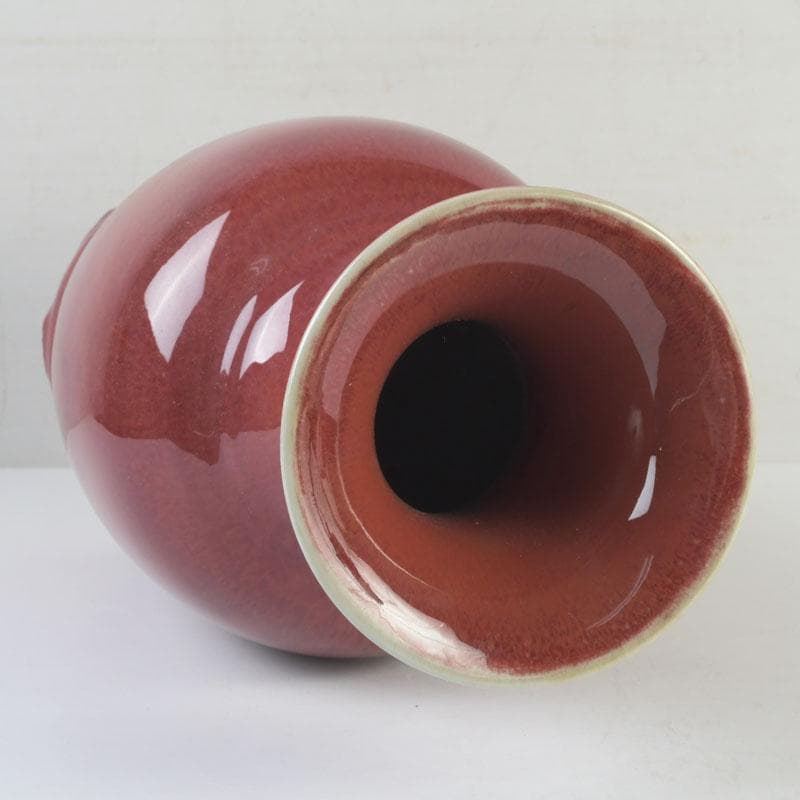 中国　缸豆紅釉　花瓶　V　9815A