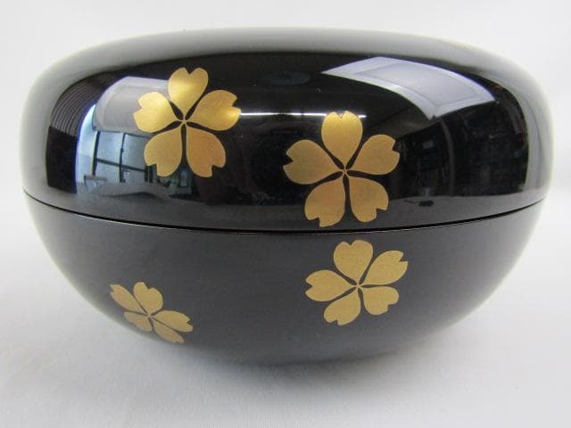 Y5-0809◇極上 輪島塗 田崎昭一郎作 桜蒔絵 内部梨地 木製漆器◇