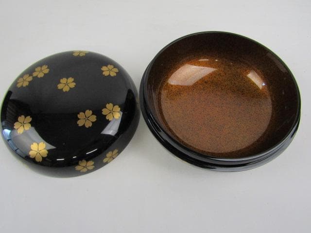 Y5-0809◇極上 輪島塗 田崎昭一郎作 桜蒔絵 内部梨地 木製漆器◇