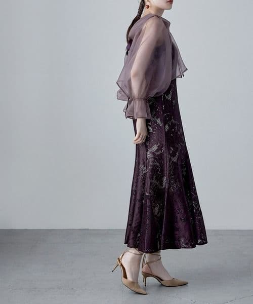 etoll. シアーブラウス&マーメイドキャミソール　パーティードレス　M