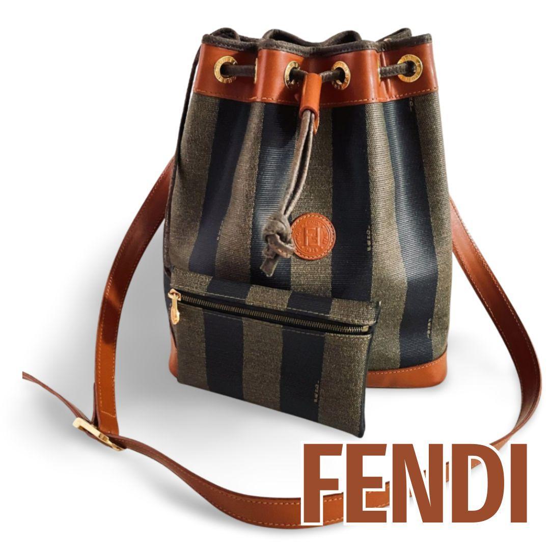 FENDI フェンディ ペカン ポーチ付き ショルダーバッグ 巾着 ゴールド金具