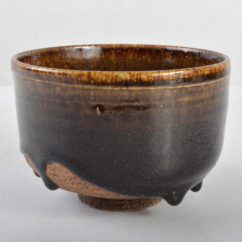 茶道具　瀬戸焼　飴釉　茶碗　銘「琢磨」　裏千家十五代鵬雲斎極め箱　D　R4723