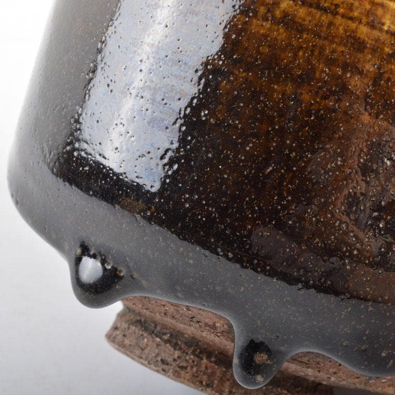 茶道具　瀬戸焼　飴釉　茶碗　銘「琢磨」　裏千家十五代鵬雲斎極め箱　D　R4723