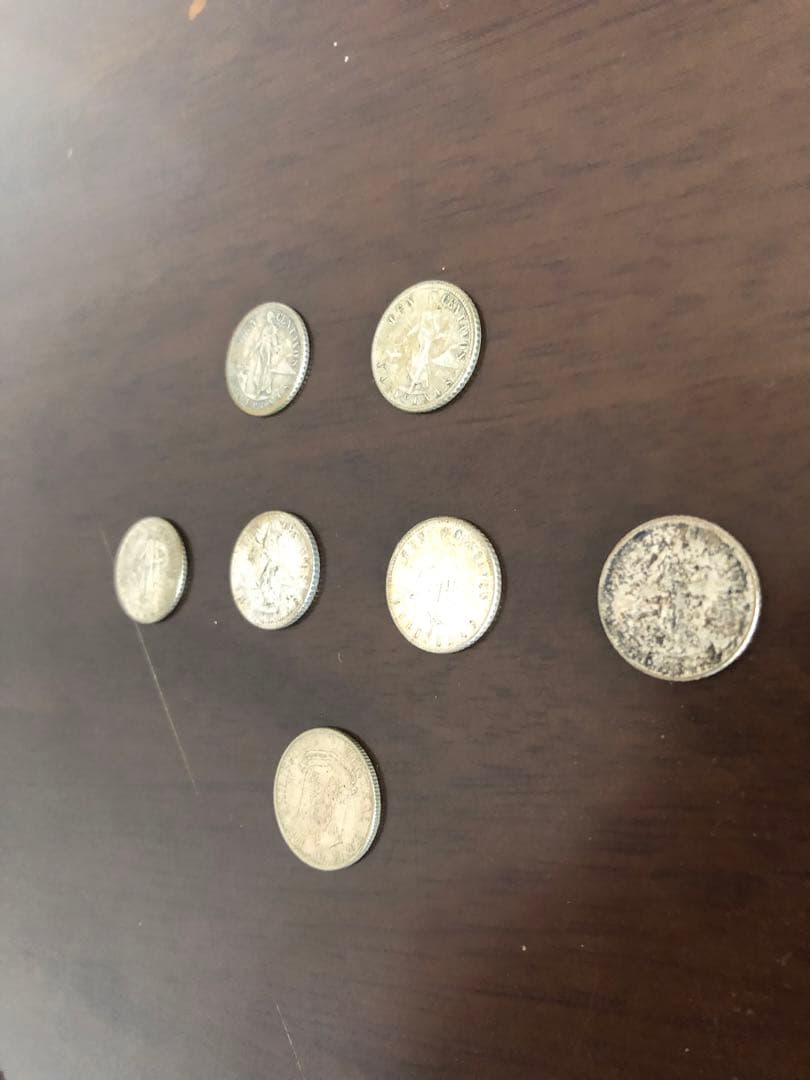 フィリピン10センタボ硬貨　1944年2枚、1945年4枚、1960年1枚、計7