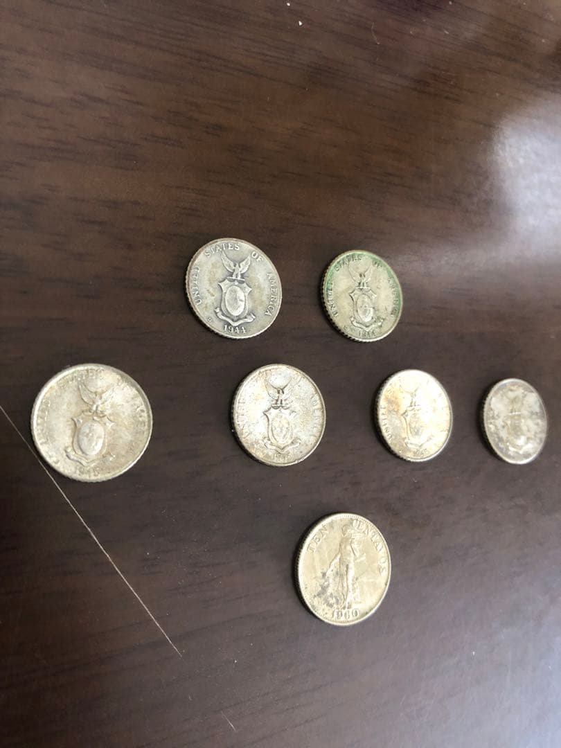 フィリピン10センタボ硬貨　1944年2枚、1945年4枚、1960年1枚、計7