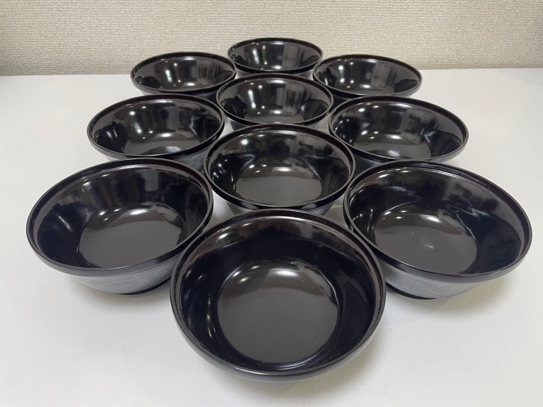 黒漆器 黒漆 内黒塗 漆器 吸物 懐石椀 煮物椀 10客 唐草柄 アンティーク