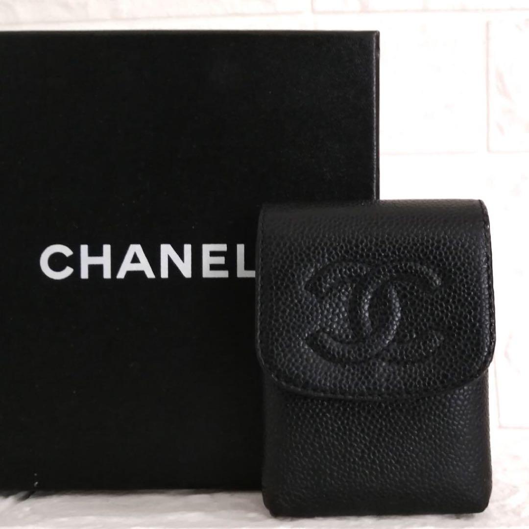 M　CHANEL ココマーク　キャビアスキン　シガレットケース