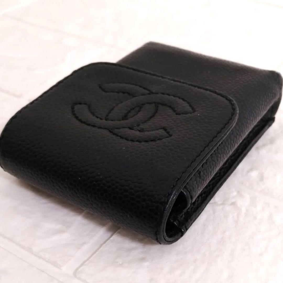 M　CHANEL ココマーク　キャビアスキン　シガレットケース