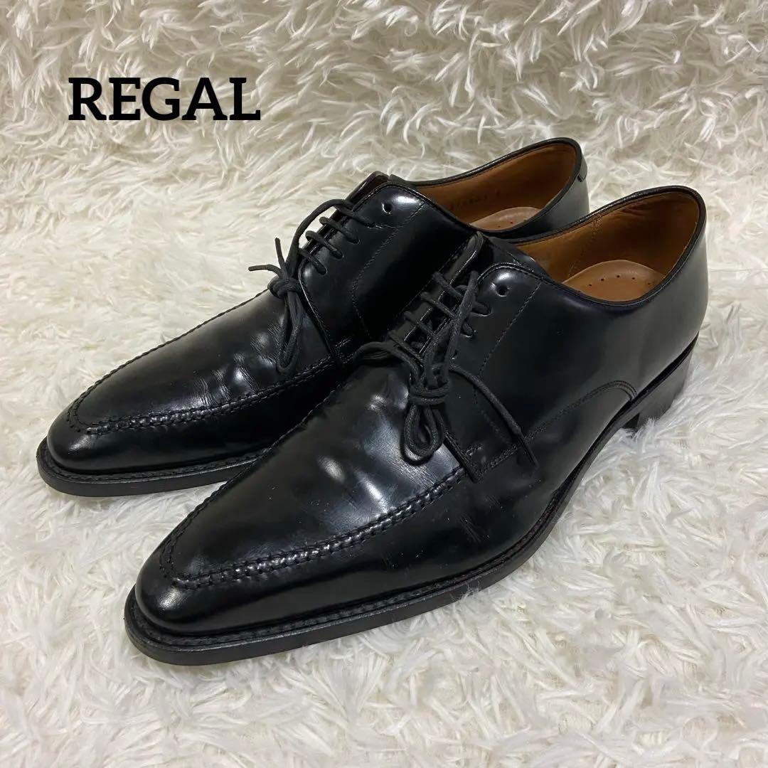 美品 REGAL Uチップ ビジネス シューズ 革靴 25.0 黒 316R