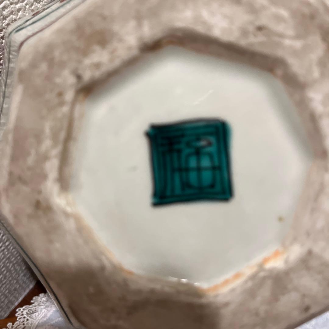 手描き花柄陶器花瓶25センチ