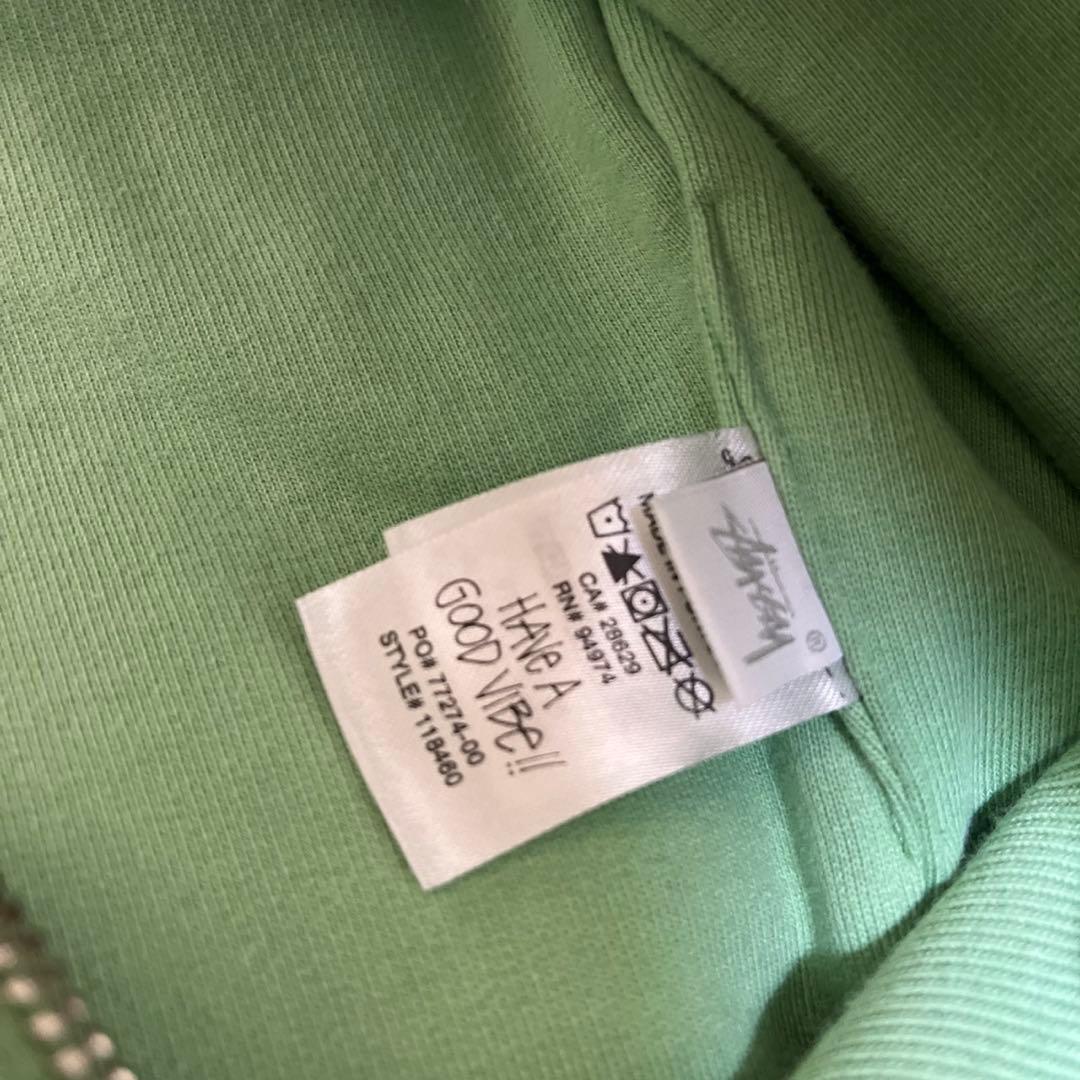 Stussy ミントグリーン フルジップパーカー Lサイズ　緑　スウェット