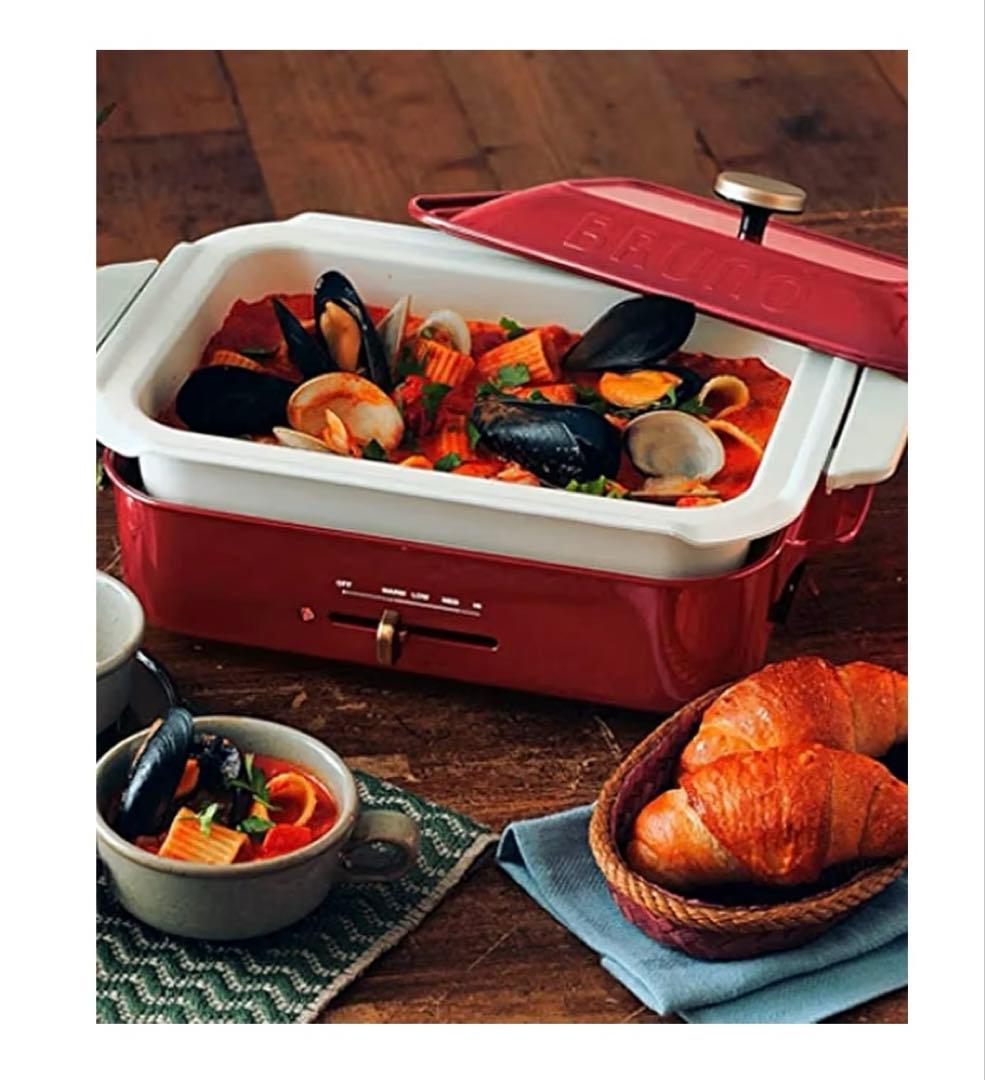 BRUNO ブルーノ ホットプレート グランデ 赤 専用深鍋セット