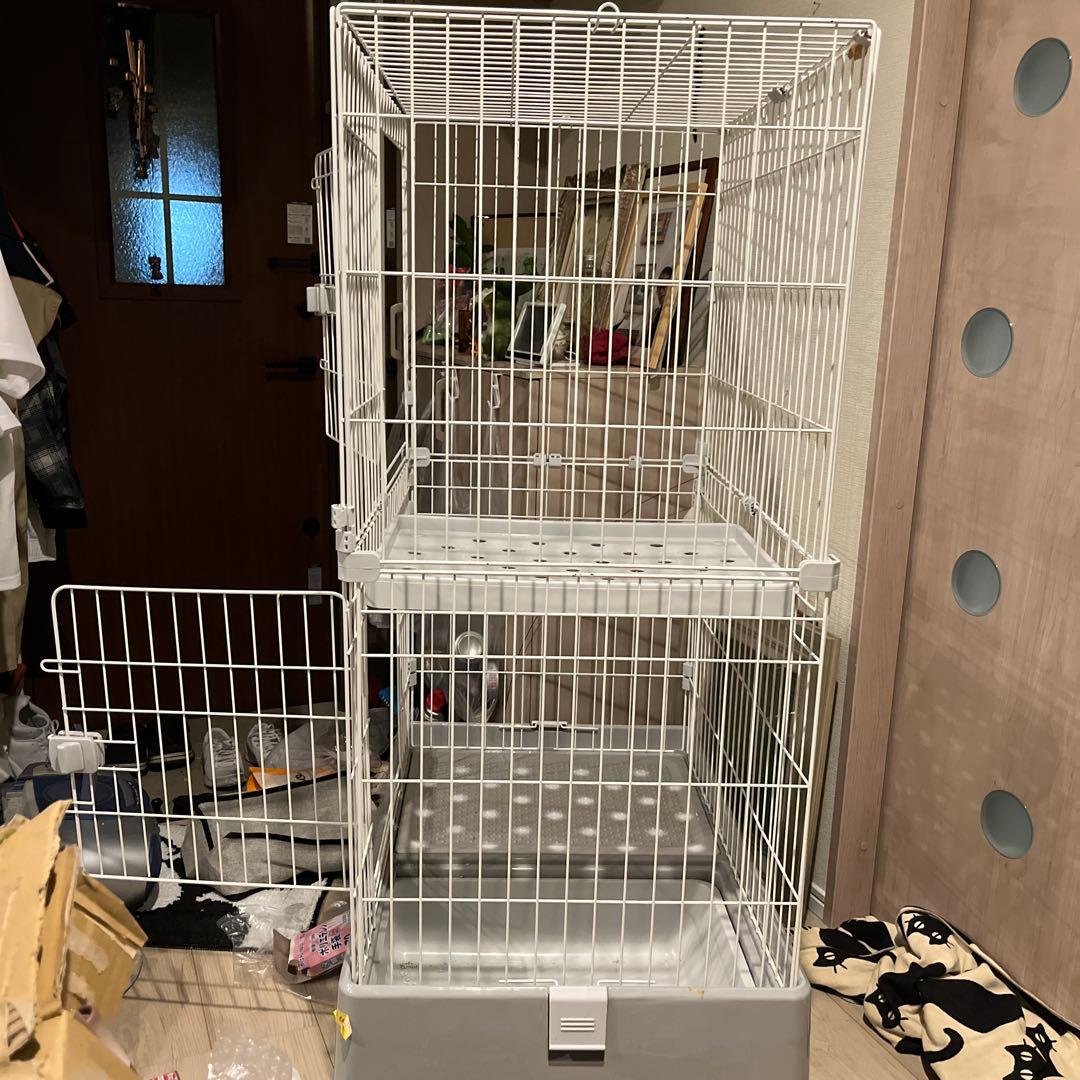 STADIUM 二段式キャットケージ ホワイト縦130✖️横80