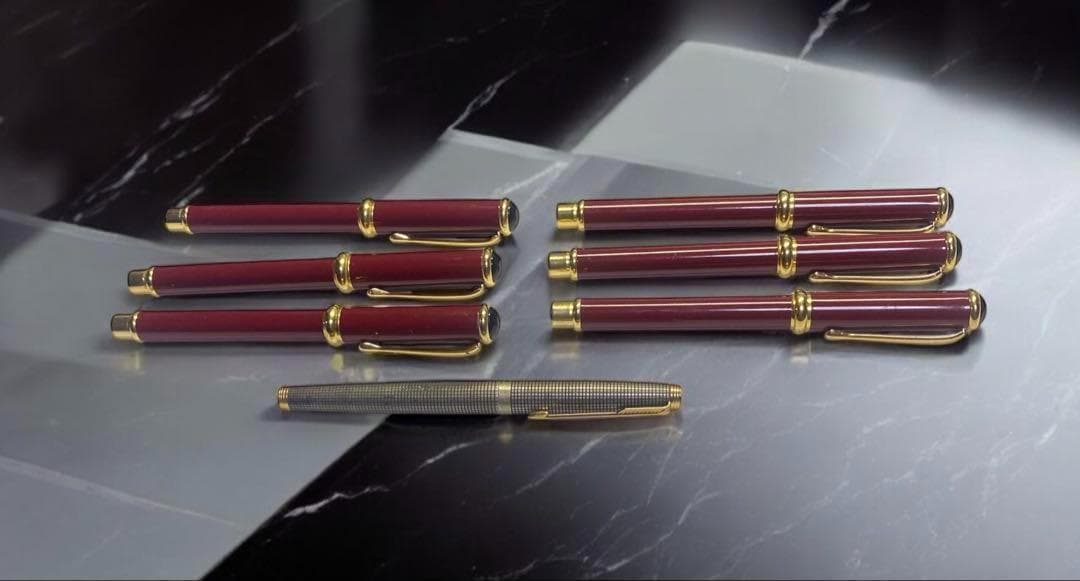 パーカーシズレスターリングシルバーペン先14k万年筆と独製新品万年筆とボールペン