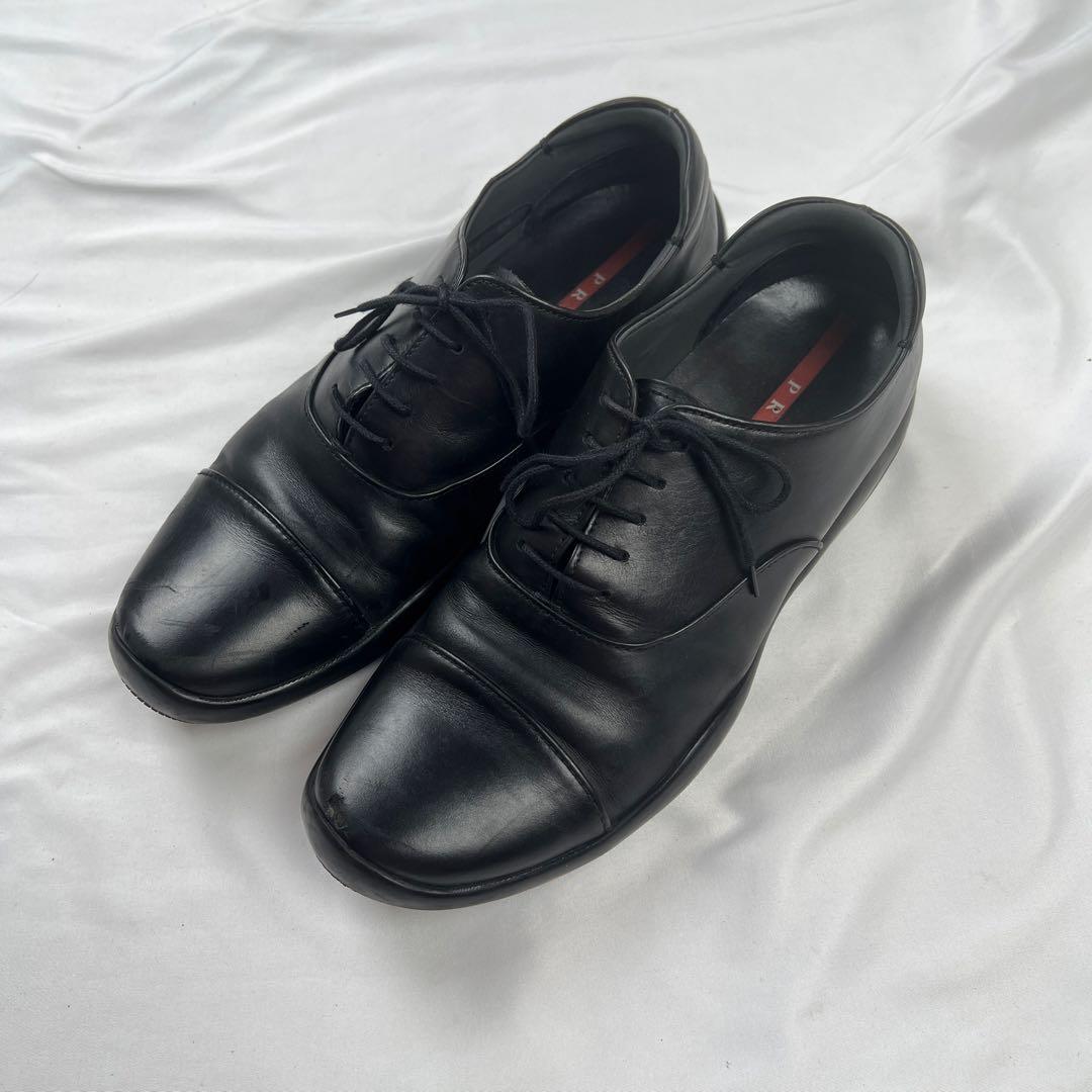 靴 PRADA SPORT leather dress shoes black