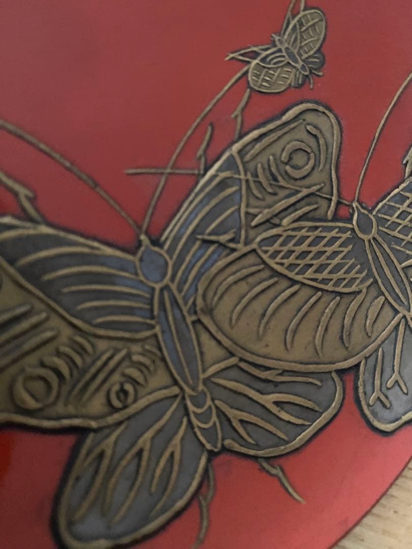 骨董　盃台　皿　蝶々☆アンティーク