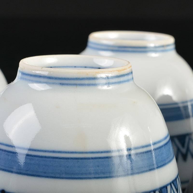 煎茶道具　京焼　清水焼　平安　瑞泉造　青華　煎茶碗　五客　共箱　V　R7175