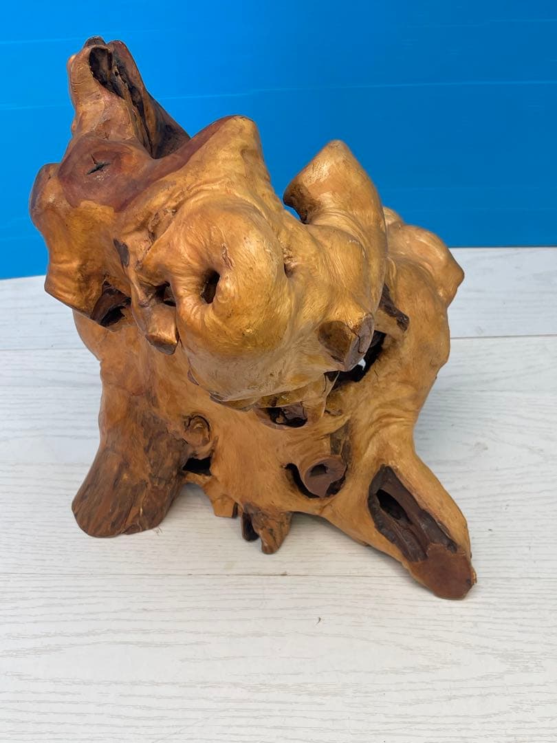 木製彫刻 自然な形状のオブジェ 約30cm