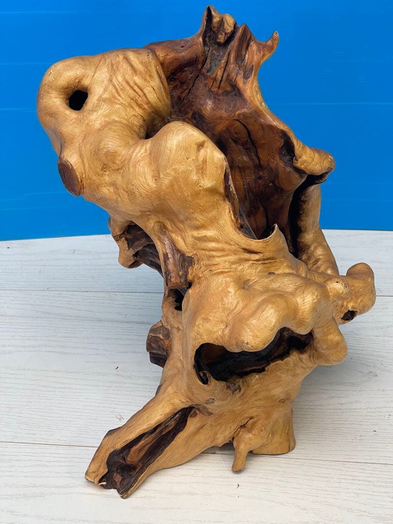 木製彫刻 自然な形状のオブジェ 約30cm