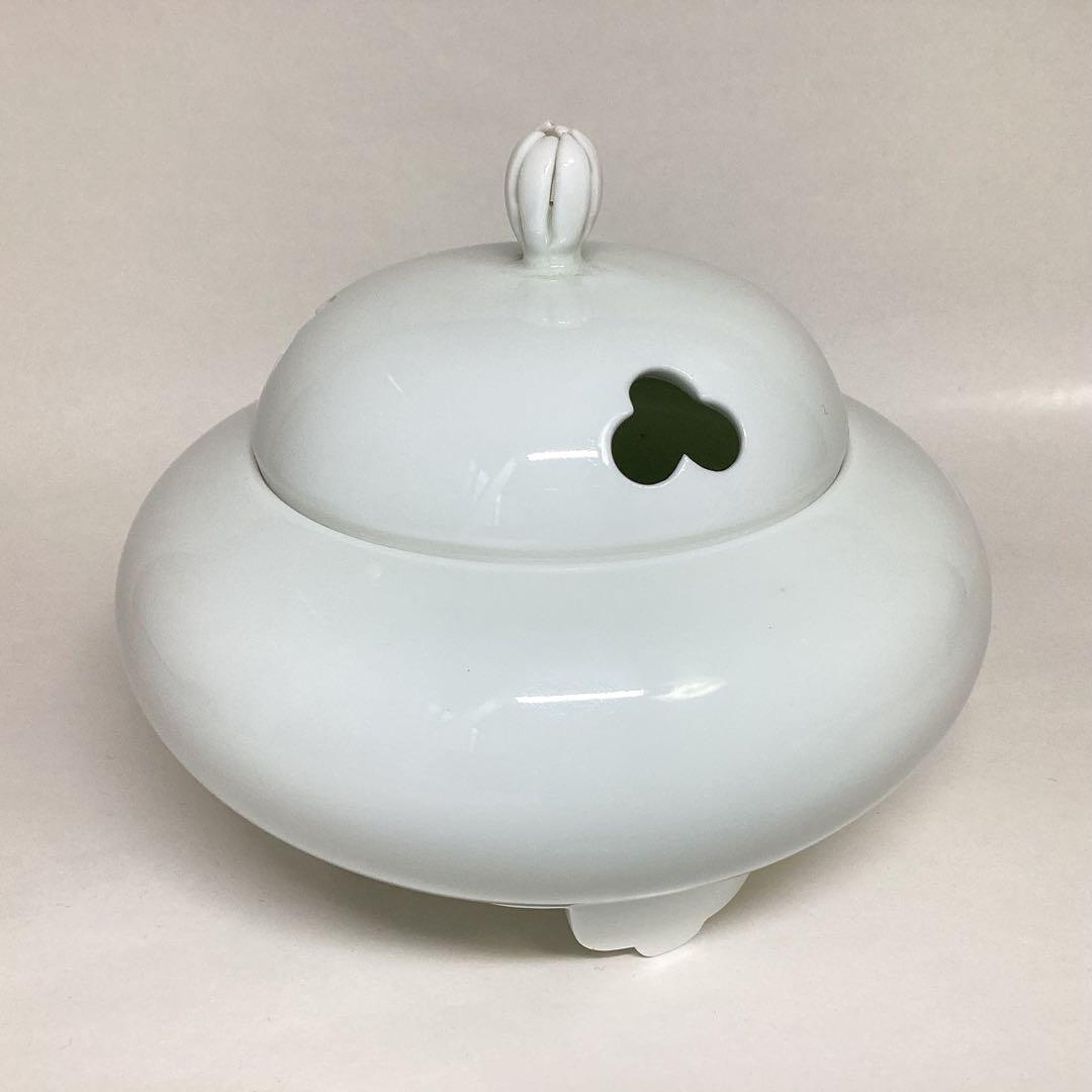 香炉 白磁 丸 木箱入 井上萬二 茶道具 古物品