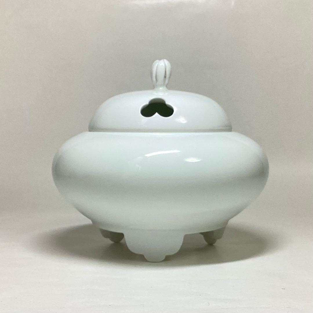 香炉 白磁 丸 木箱入 井上萬二 茶道具 古物品