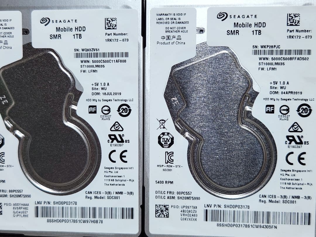 4枚まとめ HDD 2.5インチ 1TB 中古 正常品 SEAGATE