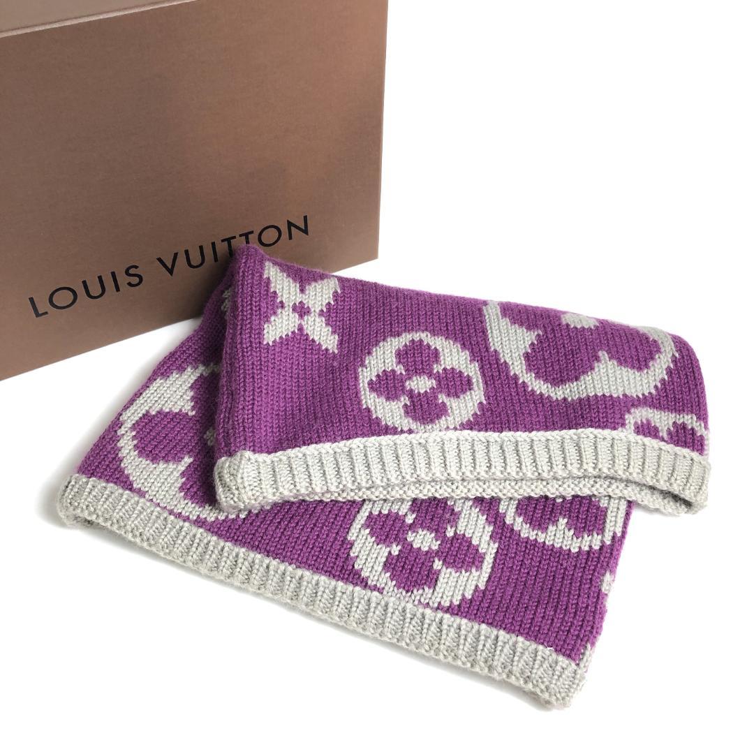 1E314/ルイヴィトン/モノグラム/スヌード/マフラー/グランフロア/パープル