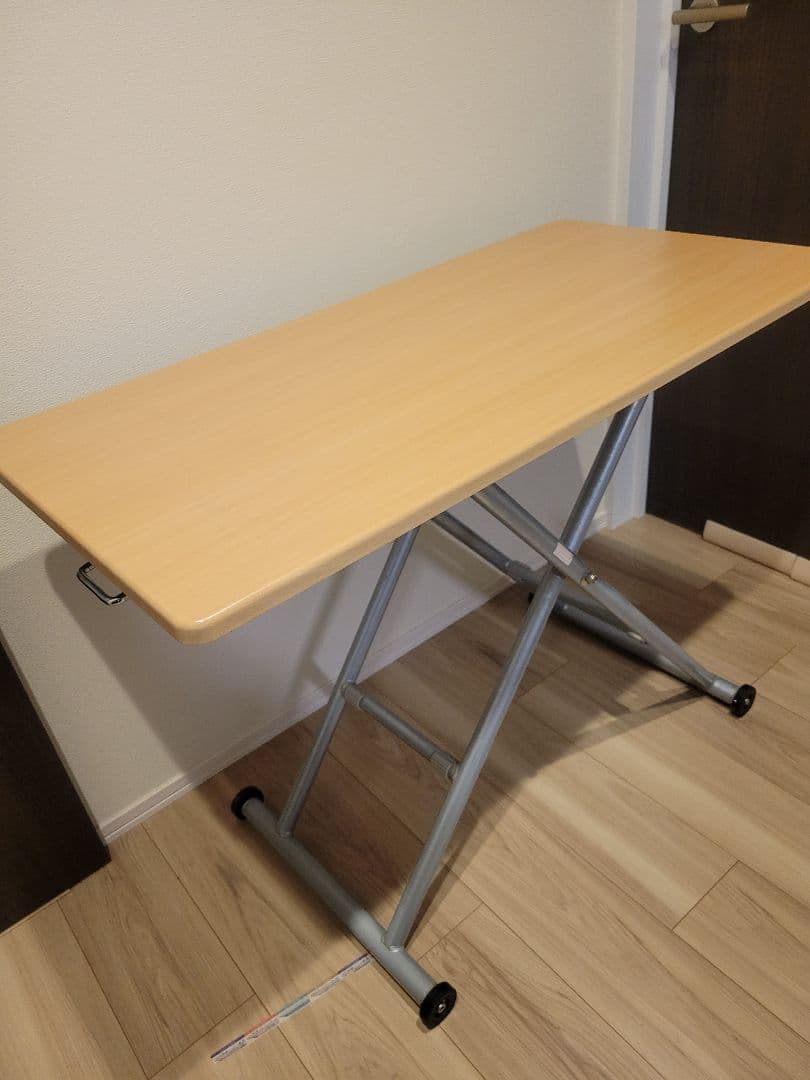 折りたたみテーブル ナチュラル　昇降式