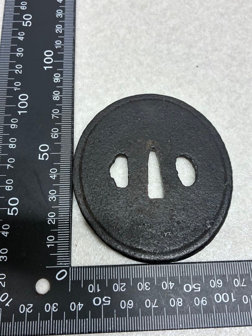 Z04）鉄地大鍔 鐔 鍔 人物風景図 江戸時代 正阿弥 刀装具