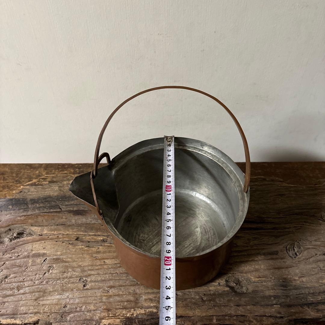 シャビー　古い片口銅鍋　その⑤コッパーケトル　薬缶　ガーデニング　古道具　李朝