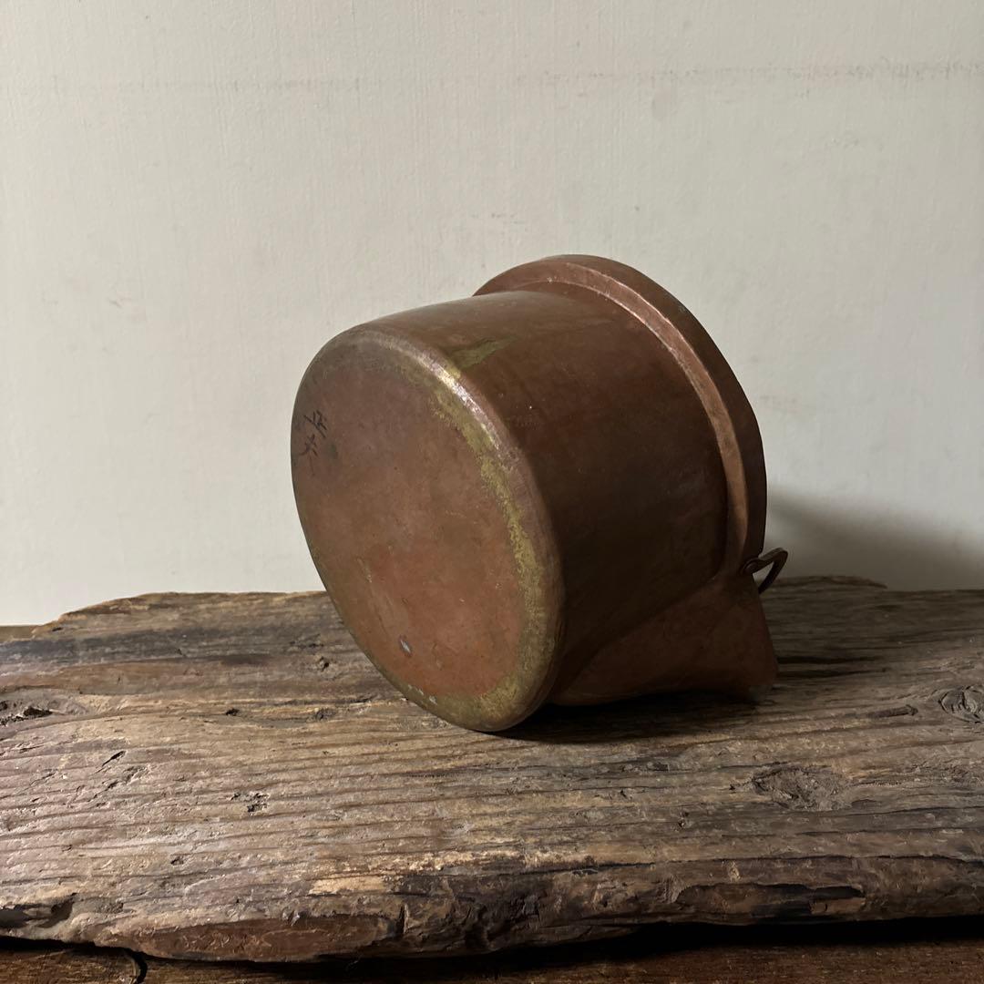 シャビー　古い片口銅鍋　その⑤コッパーケトル　薬缶　ガーデニング　古道具　李朝