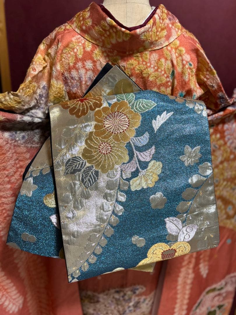 正絹　辻ヶ花6点セット　絞り染め　金通し撒き糊　瑞々しいサーモンピンク　トール