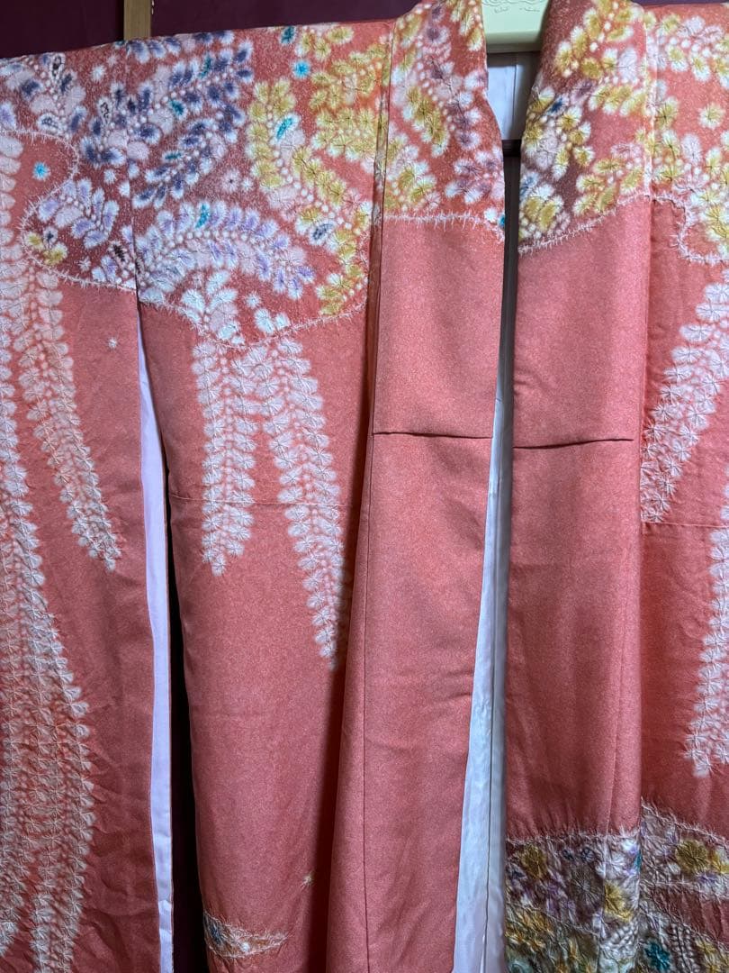 正絹　辻ヶ花6点セット　絞り染め　金通し撒き糊　瑞々しいサーモンピンク　トール