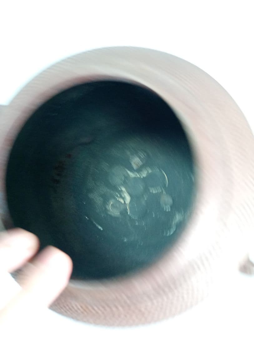 【茶道具】散霰地紋真形釜羽釜　伝統工芸士釜師佐藤浄清造　釜365