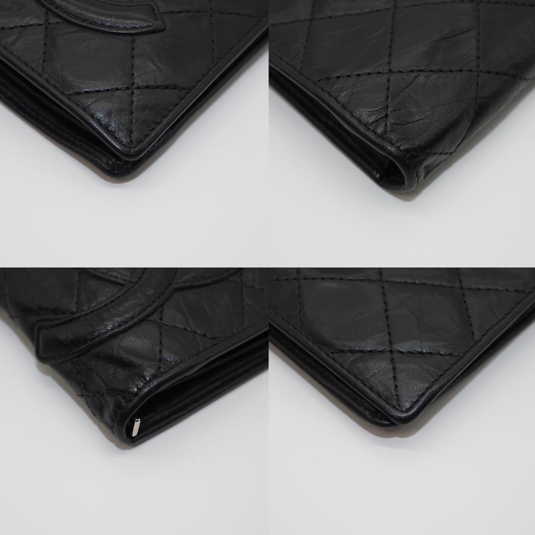CHANEL シャネル カンボンライン 長財布 黒×黒