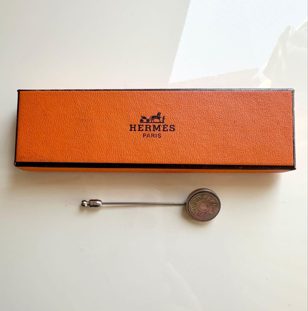 HERMES エルメスセリエラペルピン ハットピン ブローチ シェル
